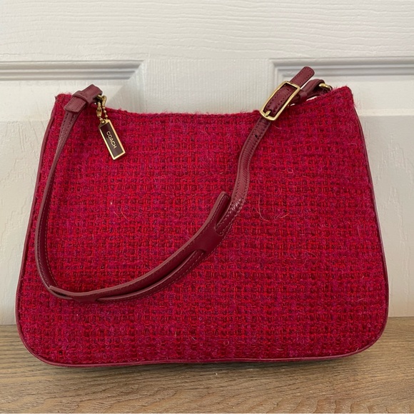 Coach Handbags - Vintage COACH Wool Tweed & Leather Bag